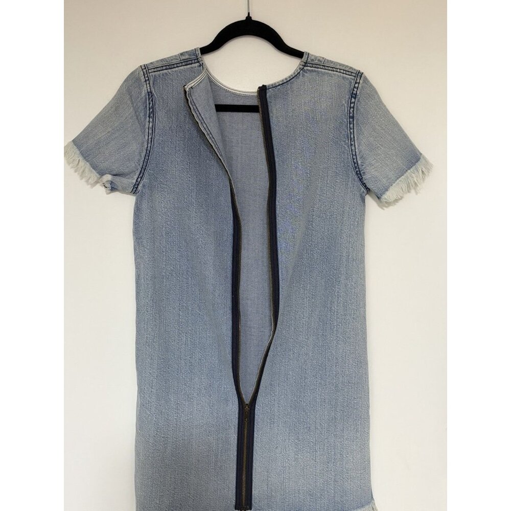 pistola Light Blue Denim Mini Dress with Frayed Trim - Picture 4 of 8